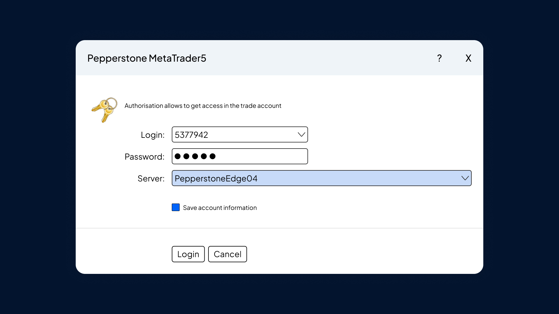 Login Bereich MT5