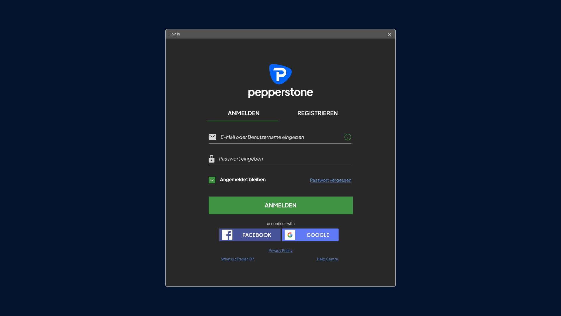 Pepperstone Login Bereich